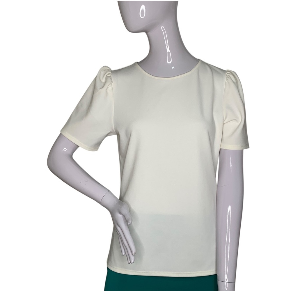 Express NWT Top Puff Short Sleeve Back Key Hole Cream Size M